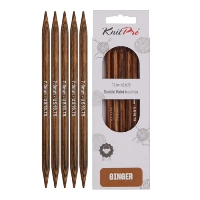 Afbeelding van KnitPro Gember breinaalden met dubbele punt 12,5 cm x 7 mm, verpakking van 5