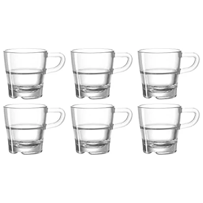 Afbeelding van LEONARDO HOME Senso 024012 Espressokopje, espressobeker met handvat, vaatwasmachinebestendige espressoglazen, set van 6, 70 ml