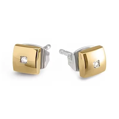 Afbeelding van Boccia 05050 03 Oorknoppen titanium diamant 0,025 ct goudkleurig wit