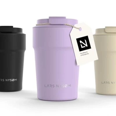 Afbeelding van LARS NYSØM &#039;Bevægelse&#039; Thermos Coffee Mug to go 380ml BPA vrij met Isolatie Lekvrije Roestvrijstalen Thermosbeker Lilac