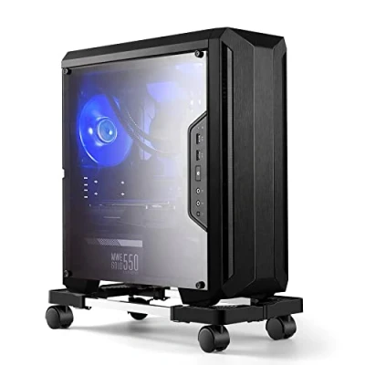 Afbeelding van pc standaard voor tower, computer desktop standaard, universeel verstelbare CPU met wielen (zwart)