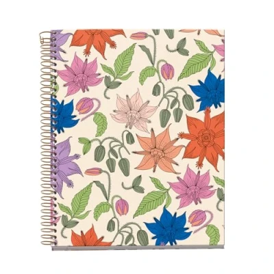 Afbeelding van Miquelrius Gerecycled notitieboek, A5, 4 gekleurde strepen, geruit 5 x mm, 120 vellen, spiraalbinding, vintage collectie, Lily, bloemen