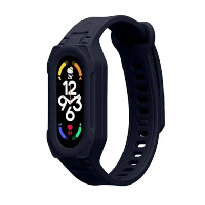 Afbeelding van kwmobile smartwatch bandje en bumper van silicone geschikt voor Xiaomi Mi Band 9 / 8 7 in donkerblauw Optimale bescherming