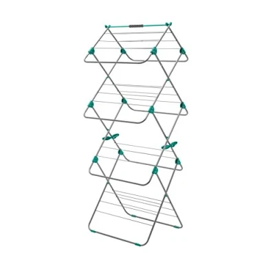 Afbeelding van Addis 517567 Easi 3 laags indoor airer, 15 M droogruimte metallic aqua (zilver/aqua), 5 x 41 100 cm