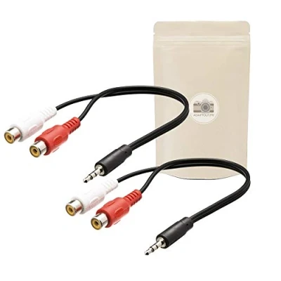 Afbeelding van 2 x Adapter Kabel Jack 3,5 mm Mannelijk naar RCA Vrouwelijke Speaker Mini Audio