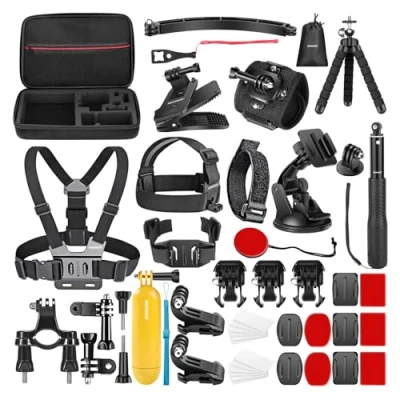 Afbeelding van NEEWER 50 in 1 actiecamera accessoireset, compatibel met GoPro Hero 12 11 10 9 DJI OSMO 4 3 2 Insta360 X3 X2 GO SJCAM DBPOWER AKASO VicTsing Apeman WiMiUS QUMOX Lightdow Campark Sony Sports DV enz