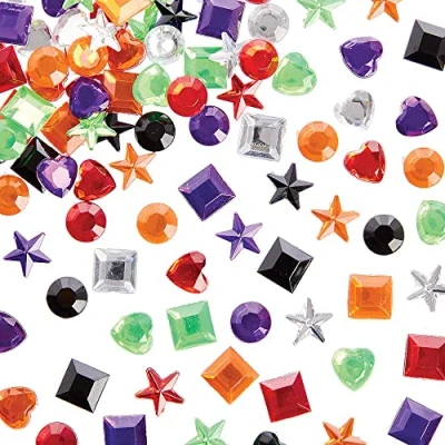 Afbeelding van Baker Ross FX120 Halloween Zelfklevende Acryl Juweeltjes Set van 200, Sticker Edelstenen voor Kinderen, Papier en kaart, Knutsel Versieringen