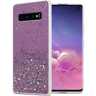 Afbeelding van Cadorabo Hoesje geschikt voor Samsung Galaxy S10 PLUS in Paars met Glitter Beschermhoes van flexibel TPU silicone fonkelende glitters Case Cover Etui