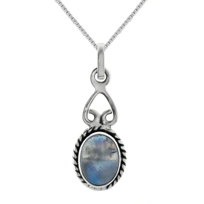 Afbeelding van Zilveren ketting dames met hanger ketting, ovale maansteen sierlijk omgekeerd hart