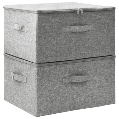 Afbeelding van Opbergboxen 2 st 43x34x23 cm stof grijs