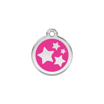 Afbeelding van Star Hot Pink roestvrijstalen hondenpenning small/klein dia. 2 cm RedDingo