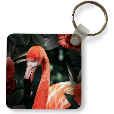 Afbeelding van Sleutelhanger Uitdeelcadeautjes Flamingo Bloemen Bladeren Veren Plastic