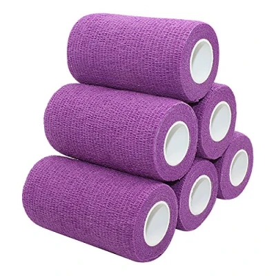 Afbeelding van COMOmed 6 Rolls Purple Cohesive Bandage 10ｃm X４.5cm, Flexible Bandage,Non Woven Cohesive, Athletic Tape,Vet wrap,Wraps Bandage,Suitable for Sensitive Skin…