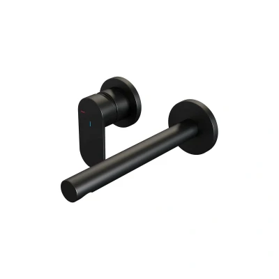Afbeelding van Brauer Black Edition Wastafelmengkraan inbouw rechte uitloop rechts hendel breed plat model C2 mat zwart