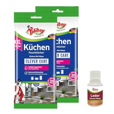 Afbeelding van Poliboy vochtige doekjes/reinigingsdoekjes verschillende soorten en pakmaten Made in Germany 2er Pack Keuken Xxl