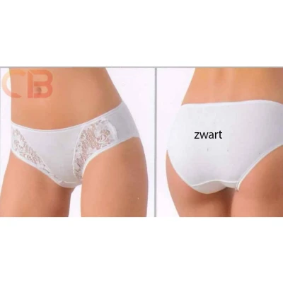 Afbeelding van DRIE stuks Italiaanse katoenen dames slip in ZWART, puur en kwalitatieve Maat L