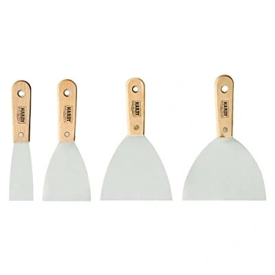 Afbeelding van HARDY Schilderspatels Hoogwaardig RVS voor Gipslijm Randen gladmaken Precisie Set van 4 Spatels 40, 80, 100, 150 mm
