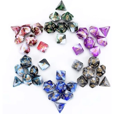 Afbeelding van FLASHOWL Polyhedrale dobbelstenen set Tafelspellen 6 sets x 7 Die Series D20, D12, D10, D8, D6, D4 DND RPG MTG dubbele kleuren Een stuk, met (42 stuks)