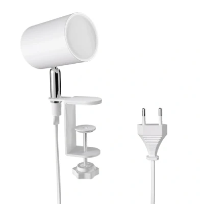 Afbeelding van ledscom.de Klemlamp WAIKA, schakelaar, wit mat, incl. LED GU10 lamp, 450lm warm