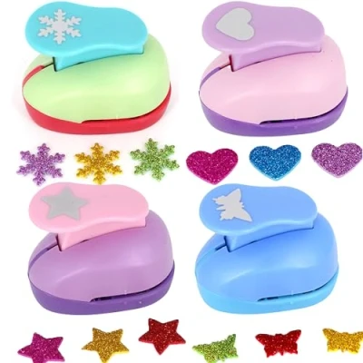 Afbeelding van XUBX 4 stuks papier Punch Set, Mini Paper Shaper, Papierponsen, motiefponsen motiefperforator stansset, stansen voor DIY scrapbooking fotoalbum handwerk, Craft perforators punchers