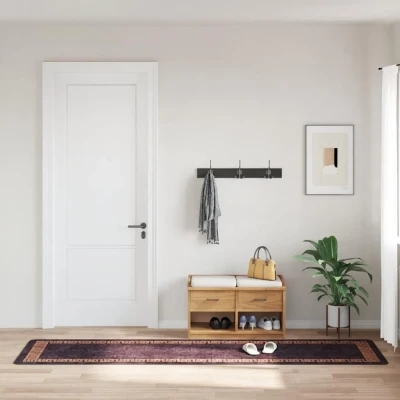 Afbeelding van Vloerkleed wasbaar anti slip 80x300 cm zwart en goudkleurig