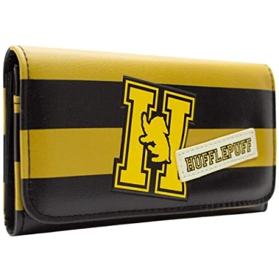 Afbeelding van H.P. Hufflepuff Huisembleem en Strepen Portemonnee/Beurs Tri Fold Muntenvakje &amp; Kaarthouder, Geel