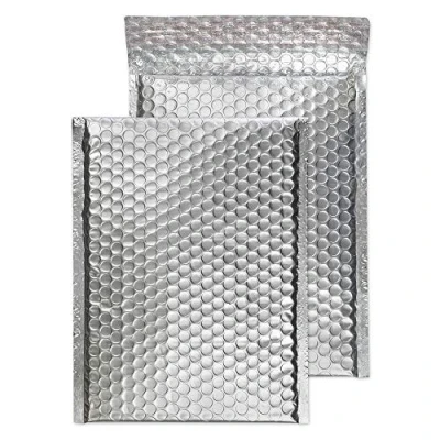 Afbeelding van Blake Puur Verpakking C5+ 250 x 180 mm Mat Metallic Gewatteerde Bubble Enveloppen Peel en Seal (MTA250) Zilver Pack van 100