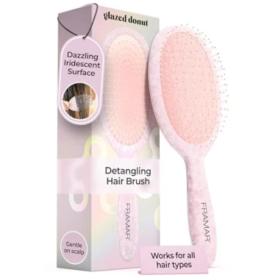 Afbeelding van FRAMAR Glazed Donut Detangle Brush Iriserende Ontwarrende Haarborstel Borstel, Natte voor Vrouwen, Borstel Krullend Haar, Brosse a Cheveux, Cheveux Bouclés,
