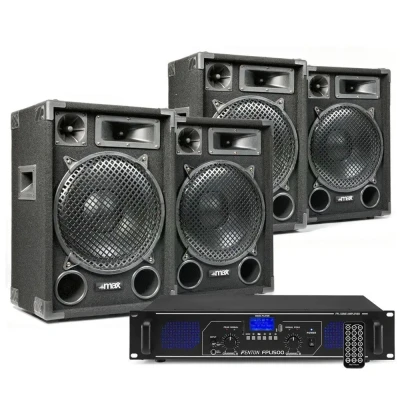 Afbeelding van DJ speakerset met 4x MAX12 speakers en Bluetooth versterker 2800W