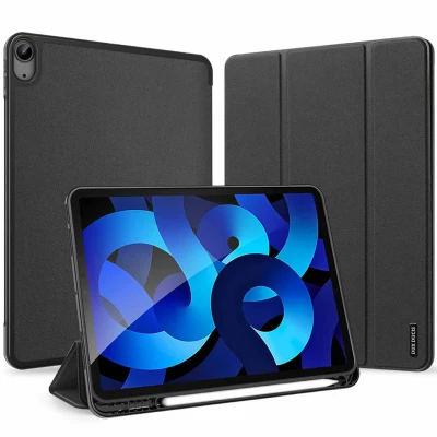 Afbeelding van Apple iPad Air 2022 Hoes: Dux Ducis Domo Bookcase Zwart Kunstleder Tablet Hoezen