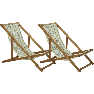 Afbeelding van Beliani ANZIO Tuinligstoel Multicolor Polyester, Acaciahout