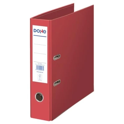Afbeelding van DOHE 2 rings ordner, milieuvriendelijk, capaciteit 520 vel, bladformaat 29 x 35 cm, rug 7 met kaartsleuven, gemakkelijk te openen, kantoorbenodigdheden, rood, karton