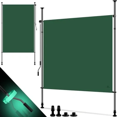 Afbeelding van KESSER® Klemluifel, verticale zonwering, 150 x 310 cm, uittrekbaar en ondoorzichtig, luifel met handslinger, zonder boren, balkon inkijkbescherming windscherm, voor tuin terras,