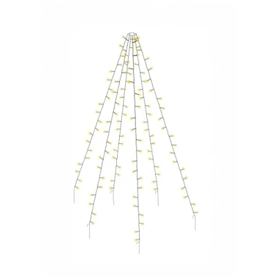 Afbeelding van Led kerstboomgordijn, met 6 strengen van 2 m, 120 leds, warmwit lichtnet, voor dennenboom of vlaggenmast, verlichting binnen en buiten