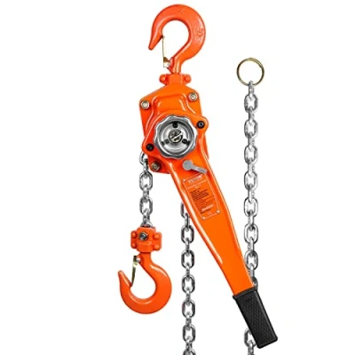 Afbeelding van VEVOR Rateltrekkoord van staal, 1,5 T, belastbaarheid, flessenovertrek, 5,8 m hefhoogte, hefboomtrekker, diameter 8 x 24 mm, kettingtakel 240 N, trekkracht, duurzame dubbele klink rem, ratelketting