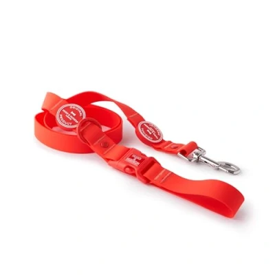 Afbeelding van HUGO &amp; HUDSON Waterdichte hondenriem, anti geur gemakkelijk schoon te maken gewatteerde handgreep huisdierriem, rood, 120 x 1,5 cm