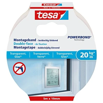 Afbeelding van tesa GLASS 77741 00000 00 Montagetape Powerbond Transparant (l x b) 5 m 19 mm 1 stuk(s)