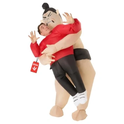 Afbeelding van Morph MCPISW Opblaasbaar Sumoring kostuum voor volwassenen, grappig carnavalsverkleedkostuum dames en heren eenheidsmaat, Sumoringer volwassenen