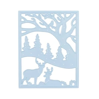 Afbeelding van CRSD009 snijmal Nellie Snellen rendier en herten in bos Christmas Scene Dies Deer forest