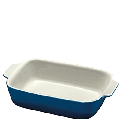 Afbeelding van Küchenprofi PROVENCE Rechthoekige ovenschaal, blauw/wit binnen, 30 x 19 6,5 cm, van keramiek, bakvorm, broodbakvorm, ovenvast tot 260 C, ook voor koel , vriezer