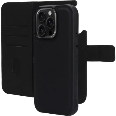 Afbeelding van Mobiparts hoesje geschikt voor Apple iPhone 16 Pro Wallet 2 in 1 Boekhoesje MagSafe Echt Leder Uitneembare Case Sterke Magneet Sluiting Contactloos betalen Zwart