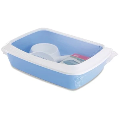 Afbeelding van Savic Kitten Kattenbak Iriz Startset Blauw / Wit 42X31X12,5 CM