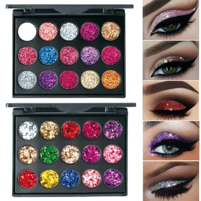 Afbeelding van Nivofu 2 stuks glitter oogschaduwpalet, 30 kleuren kleurrijk, make up palet, duurzaam, waterdicht, glinsterend, uppalet