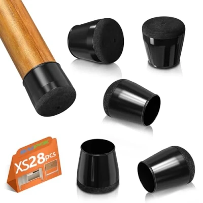 Afbeelding van BAIPOK Siliconen stoelpootbeschermers voor hardhouten vloeren, meubelvoetbeschermers pads, rechthoekige met sterkere vilten 28 stuks, zwart (15 mm 23 mm)