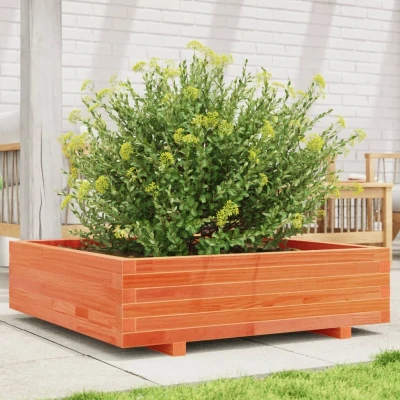 Afbeelding van Plantenbak 90x90x26,5 cm massief grenenhout wasbruin