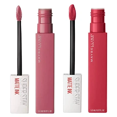 Afbeelding van Maybelline New York SuperStay Matte Ink Lip Tint Kleur 15 Lover + 80 Ruler 2 Lipsticks met puntige applicator