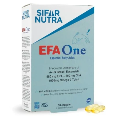Afbeelding van Sifar Nutra EFA One IFOS gecertificeerd 5 sterren Omega 3 Visolie 1020 mg 580 EPA +390 DHA hartfunctie geheugen voedingssupplement triglyceridevorm 30 capsules