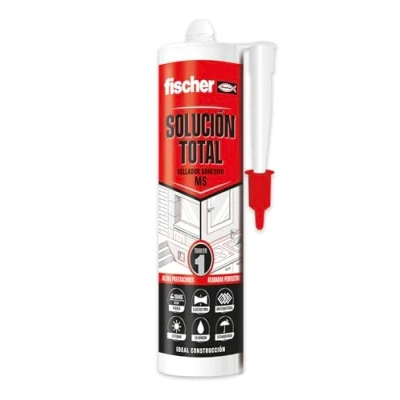 Afbeelding van fischer 570946 totale oplossing, wit, MS afdichting, lijm, afdichtmiddel, gerepareerd, binnen en buiten, waterdicht Polymeer 290 ml