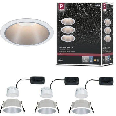 Afbeelding van Paulmann 93410 Cole Coin Inbouwlamp Set van 3 stuks LED 6 W Wit, Zilver