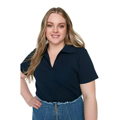 Afbeelding van Trendyol Witte Polo Hals Bodysitting Geribbelde Gebreide Blouse Tbbss22Bz0750